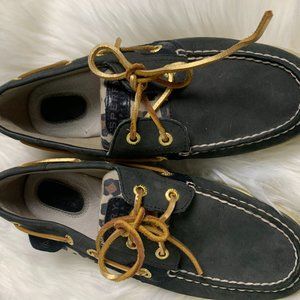 Sperry Top Sider Black Cheetah Print Boat Shoes